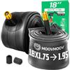 MOOVMOOV Camera d'Aria 18 Pollici - Compatibile con Pneumatici 18x1.75, 18x1.85, 18x1.90 e 18x1.95 - ETRTO da 47-355 a 50-355 - Valvola Schrader - Confezione da 2 - Bici e Non Solo