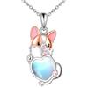 Vadmans Collana Corgi Argento 925 Collanine Corgi Gioielli Pietra di Luna Cane Regalo per Donna