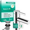 hansgrohe Zesis S - Rubinetto per lavabo con scarico a tirante in metallo, risparmio energetico (CoolStart), Miscelatore lavabo risparmio idrico (EcoSmart+) con altezza bocca 74 mm, cromo, 74714000