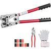 VEVOR Pinze Crimpatrice 6/10/16/25/35/50 mm² Pinza Capicorda per Terminali Batteria in Alluminio Rame AWG10-1/0, Pinza con Tagliacavo 6 Dimensioni Crimpatura 95 Connettori Anello Rame per Elettricista