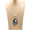 Generico Collana Cammeo Resina Dama Perle di Maiorca, Grigio | Collana artigianale