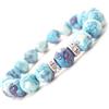 ThurColas Bracciale da donna in perline di giada bianca colorata blu e viola e perline in acciaio inossidabile con cristalli incastonati