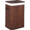 Bakaji Cesto Biancheria Sporca Portabiancheria Casa in Legno di Bambù e Tessuto Contenitore Pieghevole Salvaspazio con Coperchio e Manici Capacità 70lt Dimensione 40 x 30 x 60 cm (Marrone)