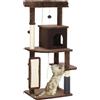 PawHut Albero dei Gatti Altezza 132 cm Albero dei Gatti con Piattaforme Albero dei Gatti con Spazzola Palline e Tappetino Marrone