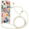 Kueqeay Custodia con Cordino per iPhone 13 6,1 Morbido TPU Bumper Cover del Modello Carino Bianco con Laccio Collana Silicone Antiurto Protettivo Case Regolabile Cellulare Girocollo, 11