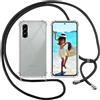 ISOI Cover con Cordino per Samsung Galaxy A56 5G, Custodia Trasparente con Collana Tracolla Laccio Collo Ultra Sottile Morbido TPU Silicone Antiurto AntiGraffio Case, Nero