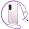 Pnakqil Cover per Samsung Galaxy A56 con Cordino, Trasparente Custodia con Laccio Tracolla Cellulare Girocollo Collana Protettiva per Samsung Galaxy A56 6.7 Pollic, Viola 01