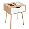 Yaheetech Comodino Camera da Letto Scandinavo Comodino Moderno Tavolino da Caffè Stile Shabby Chic per Soggiorno con Gambe in Legno Armadietto da Notte Marrone Chiaro e Bianco