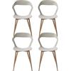 HJhomeheart Set di 4 Sedie da Pranzo Moderne Sedie da Cucina con Gambe in Metallo (Rovere), Sedie da Ufficio in Stile Scandinavo, Design con Schienale Cavo, Beige+Rovere