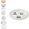 G.M. DISTRIBUZIONE 100 Piatti Rotondi Piani Bianchi in Polpa di Cellulosa 18cm, Ideale per Cibi Caldi e Freddi, Piatti Impermeabili e Adatti al Microonde, Biodegradabili e Compostabili