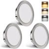 YindaLux Set di 3 faretti LED da incasso, 230 V, 3 W, 3000 K, bianco caldo, 4000 K, bianco neutro, 6000 K, luce bianca fredda, faretto LED ultra piatto, 300 lm, foro 55-58 mm e 15 mm, IP44, faretti da
