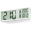 XREXS Orologio Parete Digitale 14,5'' Bianco Alimentato a Batteria | Dotato di calendario, temperatura e funzione DST, adatto per camera da letto, soggiorno, aula e ufficio