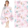 GAROMIA Telo mare per bambini, con unicorno, asciugamano da spiaggia per bambini, 80 x 130 cm, ad asciugatura rapida, per ragazze
