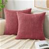 EMEMA Fodere Cuscini in Velluto a Coste Confezione da 2 Decorative Federe Morbido Copricuscini Cuscino Moderne Comodo Robusto per Camera da Divano Letto 50x50 cm Marrone Rosa