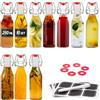 Praknu 10 Bottiglie Vetro 250ml con Tappo Ermetico - 10 Etichette e Penna - 10 Guarnizioni Extra - per Liquore, Olio, Birra & Vino