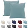 Poligino Federe Cuscini Letto Matrimoniale 65x65cm, Set 2 Federe Oeko-TEX in Premium Microfibra 110GSM con Invisibile Cerniera, Morbida e Traspirante, Ipoallergenica - Verde