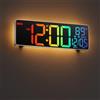 HAITANG Orologio da parete digitale grande 10'' per soggiorno, telecomando, doppio allarme, 8 colori RGB, grande display a LED, luminosità automatica, data, ora estiva automatica, temperatura