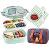 URBZUE Lunch Box Kit, 1200ml Porta Pranzo Set 2 Strati Portapranzo Ufficio per Alimenti con Borsa Termica e Posate, Bento Box Microonde Schiscetta Pranzo per Adulti Bambini Scuola Lavoro Picnic
