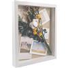 GraduatePro, scatola scura con cornice bianca con sfondo in lino e 6 spilli, per memorabilia, premi, medaglie, 28 x 35,5 cm