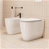 Scarabeo Glam coppia sanitari - bidet e WC pavimento con sistema TWIST, 5205TWBK+5535B+5206BK, Glam bianco [WC > Set WC / Bidet]