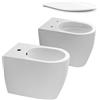 Scarabeo Moon coppia sanitari - bidet e WC a pavimento con Clean Flush, 5522CLBK+5535B+5523BK, Moon bianco [WC > WC a Pavimento]