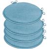 emmevi Set 4 Cuscini Sedia Rotondi Cotone Lavabili Morbidi Coprisedia Tondo Tinta Unita Pastello Blu