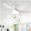LASANYA Ventilatore da Soffitto con Luce e Telecomando Soggiorno Lampadario Ventilatore da Soffitto a 5 Pale Dimmerabile Per Camera da Letto Reversibile, 6 Velocità, Motore DC-White||88CM