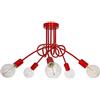 Light Home LH Light-Home Edison 5 Lampadario da Soffitto Industriale - Lampadari Moderni Per Soggiorno Camera da Letto e Cucina in Metallo - a 5 Luci - E27 - Rosso