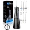 WAFLOO Idropulsore Dentale con 5 Modalità e 6 Beccucci - Design Portatile e Ricaricabile, Serbatoio da 300ml, Pulizia Profonda per Denti e Gengive, Impermeabile IPX7（nero）