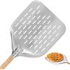 WYYFXY Pala perforata per pizza grande, 40 x 30 cm, con manico in legno rimovibile da 38 cm, facile scorrimento su pietra per pizza