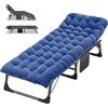 MOPHOTO Letto da campeggio pieghevole con materasso per adulti, letto da esterno regolabile e resistente, 1200 D strato Oxford, lettini da campeggio (nero/blu)
