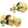 Kwikset 991CN Cameron Keyed Knobset Combo Pack Featuring Single Cylinder Deadbolt and Knobset, Polished Brass