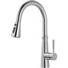 IVIGA Rubinetto Cucina, Doccetta Estensibile Miscelatore, 360° di Lavello ad Arco Alto Alta Pressione Spruzzatore 2 Modalità di Getto d'Acqua, Nichel Spazzolato