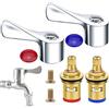 NUMAMA 2 Set di valvole per rubinetto a quarto di giro, cartucce con testine in metallo, valvole di ricambio universali da 1/2, cartucce in ottone per dischi ceramici in ottone, rubinetto offerta, cromato
