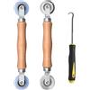 BAYTORY 3 strumenti per lo schermo, strumento a rullo scanalato per finestre con manico in legno e ruote in acciaio/nylon, kit di riparazione per porte a rete, facile da usare