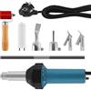 KayEsampra Pistola ad aria calda in plastica, 1500 W, 220 V, pistola ad aria calda, 30 ℃-680 ℃, pistola ad aria calda, per saldatrice in vinile PE PVC con asta di plastica, scooter, ugello
