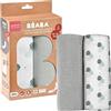Béaba, Set di 2 pannolini per neonati, mussola in cotone biologico, multifunzionale: coperta fasciatoio, bavaglini, coperta per nomade, coperta morbida, ultra morbida, traspirante, 120 cm, grigio