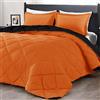 downluxe Set copripiumino per letto matrimoniale, leggero, in tinta unita, reversibile, 3 pezzi, completo di 2 federe reversibili (arancione/nero)