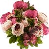 FiveSeasonStuff Peonie artificiali vintage, peonie e ortensie in seta, per matrimonio, decorazione per la casa, bellissimo centrotavola floreale con 2 mazzi (rosa misto)