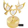 Matashi Carillon Placcato in Oro 24 carati con Statuetta di Colombe, Decorazione da Tavolo per Soggiorno, Regalo di Natale, Compleanno, Vacanze, San Valentino, Lago dei cigni
