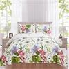 Ycosy Set copriletto reversibile con motivo floreale, leggero, blu, viola, fiordalisi, foglie verdi, per tutte le stagioni, 1 trapunta + 2 federe per cuscini, king size (243,8 x 274,3 cm)