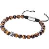 GAVU Bracciale da Uomo Occhio di Tigre con Amuleto Fleur de Lis, Bracciale di Perline di Pietre Naturali da Uomo Regolabile