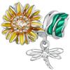 LES FOLIES DI PAOLA GRIECO Charm Girasole Fiore Foglia Libellula ciondolo pendente in argento 925 - Les Folies per Pandora