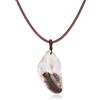 COAI Collana da Donna con Ciondolo Quarzo Fantasma Grezzo, Collana di Pelle da Donna