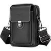 BAIGIO Marsupio Vera Pelle Uomo Retro Borsa da Cintura Piccola Moda Borsa Borsello Portafogli Portamonete per Smartphone 6 Pollici iPhone X/8/8 Plus/7/6/6s Samsung Galaxy (Nero)
