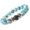 ThurColas Bracciale etnico da donna in perline di giada blu e viola, agata nera e perline tibetane in ottone