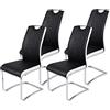Hela Tische, Tabea - Set di 4 sedie cantilever in similpelle, colore nero/bianco, foro di impugnatura, struttura in metallo cromato, 43 x 61 x 99 cm