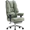 EXCEBET Sedia Ufficio Ergonomica 180kg - Poltrona Direzionale Big & Tall, Sedile a Molle Insacchettate da 14cm (Comfort Divano), Pelle PU con Schienale Alto e Supporto Lombare (Verde Chiaro)