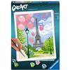 Ravensburger - CreArt Primavera a Parigi, Kit per Dipingere con i Numeri, Contiene Tavola Prestampata 24x30 cm, Pennello, Colori e Accessori, Gioco Creativo e Relax per Adulti 14+ Anni