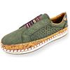 DeCarbonize Scarpe da donna in pelle vegana mocassino slip-on moafers scarpe basse estive antiscivolo piatte per il tempo libero sandali Espadrilles, verde oliva, 39 EU
